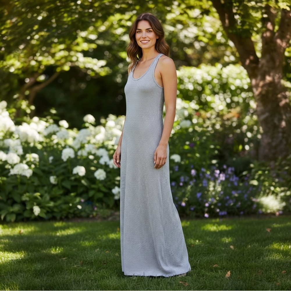 Mossimo Supply Co. Sleeveless Striped Maxi Dress in Light Gray